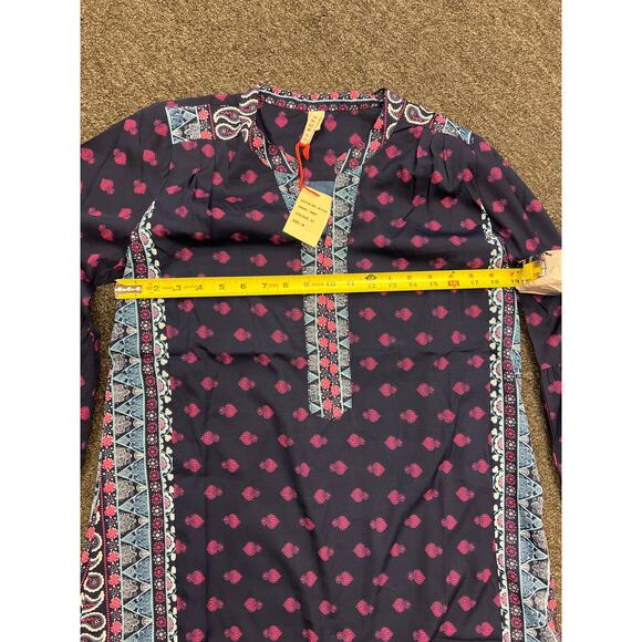 NWT Raga Womens Blue Printed Polyester V-Neck The Megan Tunic Dress Size M - Picture 6 of 11